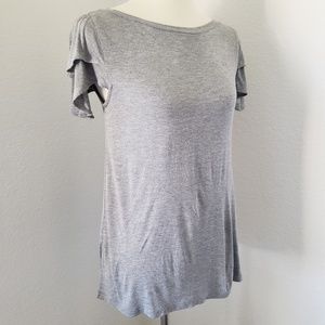 NWT LOFT Ruffle Sleeve Tshirt Tee Grey S